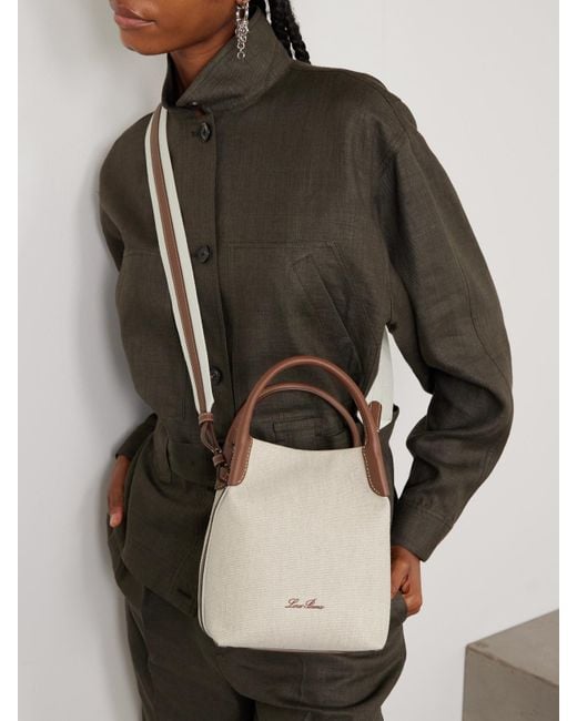 Loro Piana Natural Bale Textured Leather-Trimmed Canvas Tote