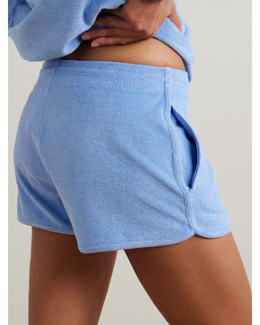 Hunza G Blue Embroidered Cotton-Terry Shorts