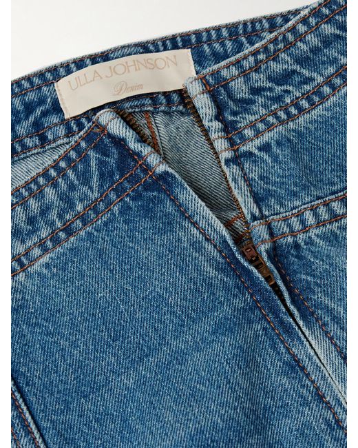 Ulla Johnson Blue The Bianca Paneled High-Rise Wide-Leg Jeans