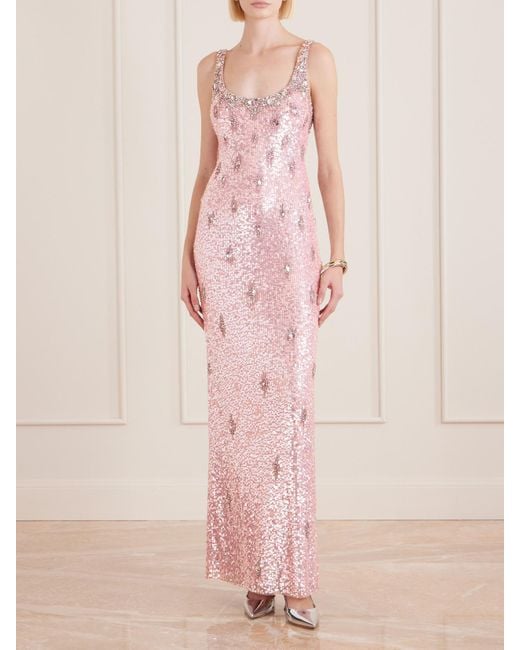 Jenny Packham Pink Eza Embellished Mesh Gown