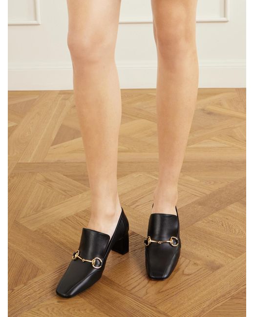 Gucci Black Galleria 60 Horsebit-Detailed Leather Pumps
