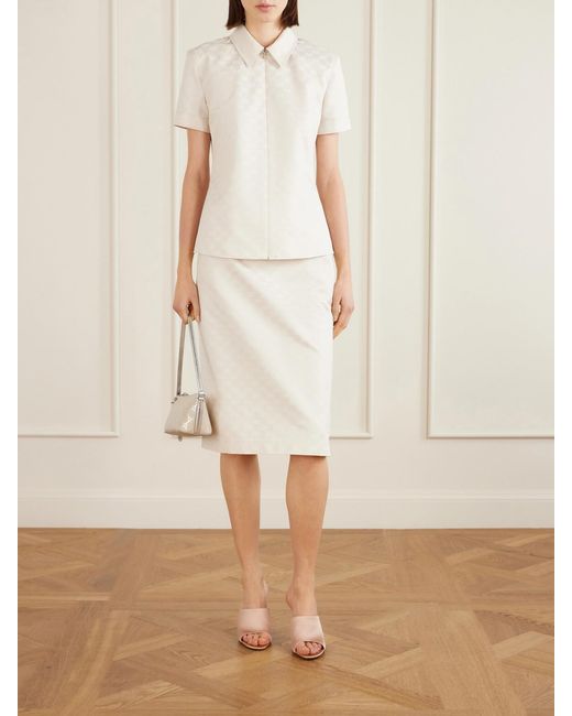 Gucci Natural Jacquard-Gabardine Midi Skirt