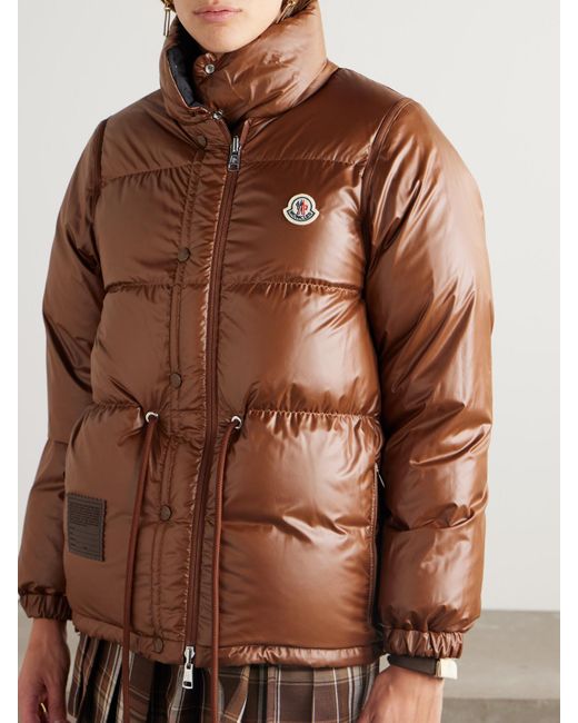 Moncler Black Verone Reversible Jacquard-Trimmed Quilted Shell Down Jacket