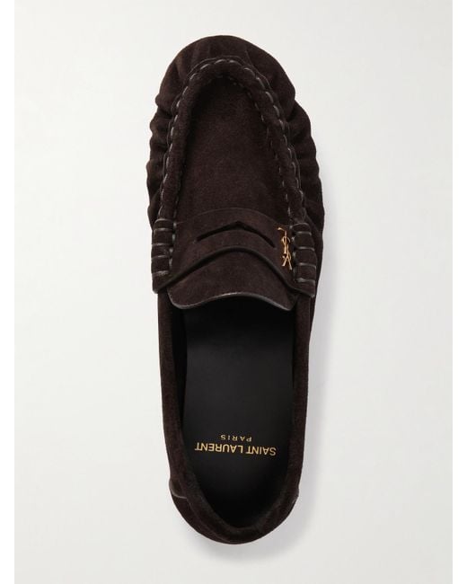 Saint Laurent Black Le Loafer Logo-Embellished Suede Loafers