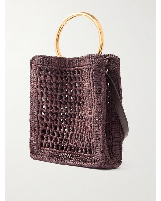Chloé Purple Summer Banana Kleine Tote Aus Geflochtenem Raffiabast Mit Lederbesätzen