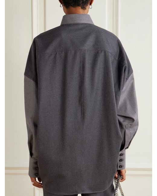 Stella McCartney Gray Oversized Paneled Wool-Twill Shirt