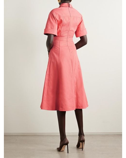 carolina herrera orange shirt dress Brocade Long Shirt Dress orange