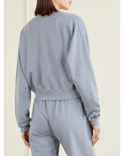 ÉTERNE Blue Embroidered Cotton-Jersey Sweater