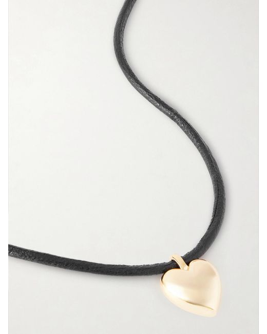 Jennifer Fisher Natural Puffy Heart-Plated And Leather Choker