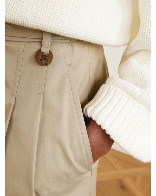 Burberry Natural Belted Cotton-Gabardine Shorts