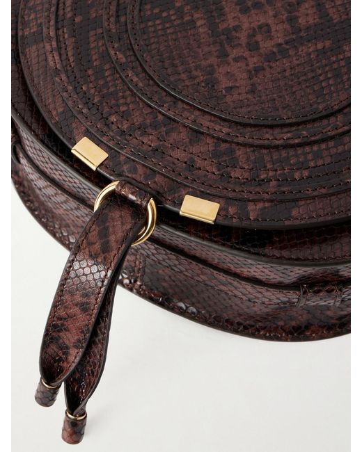 Chloé Brown Marcie Snake-Effect Leather Shoulder Bag