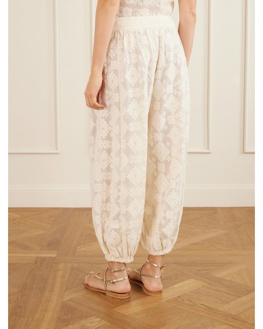 Alix Of Bohemia Natural Margot Tetris Cotton-Lace Tapered Pants