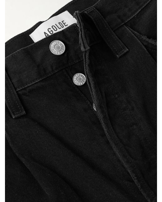 Agolde Black Rhoda Pleated Organic Denim Shorts