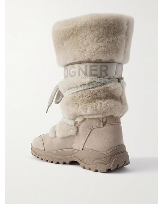 Bogner Natural Alta Badia Shearling And Suede Ankle Boots