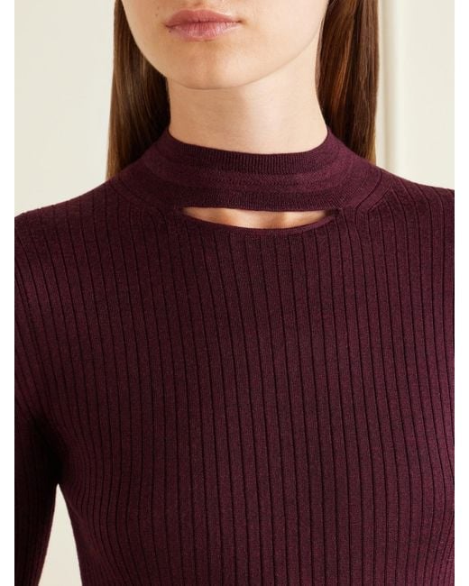 Jil Sander Purple Ribbed Silk And Wool-Blend Sweatshirt