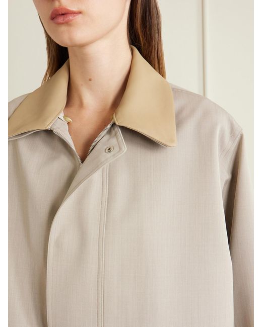 Auralee Natural Leather-Trimmed Wool-Canvas Jacket