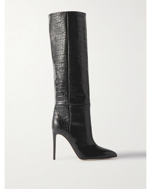 Bottes En Cuir Effet Croco Paris Texas en coloris Black