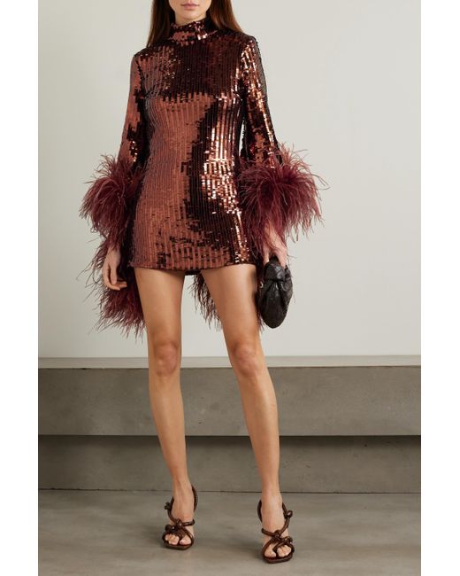 Taller Marmo Del Rio feather-trim midi dress - Pink