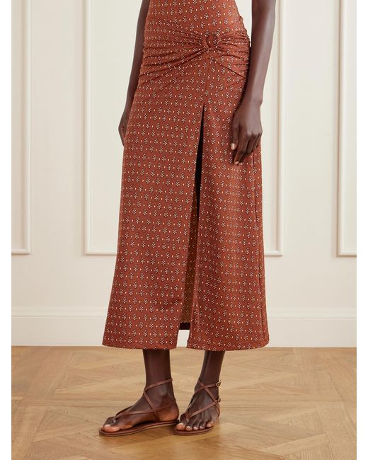 Johanna Ortiz Brown Under The Sun Gathered Printed Recycled Coverup