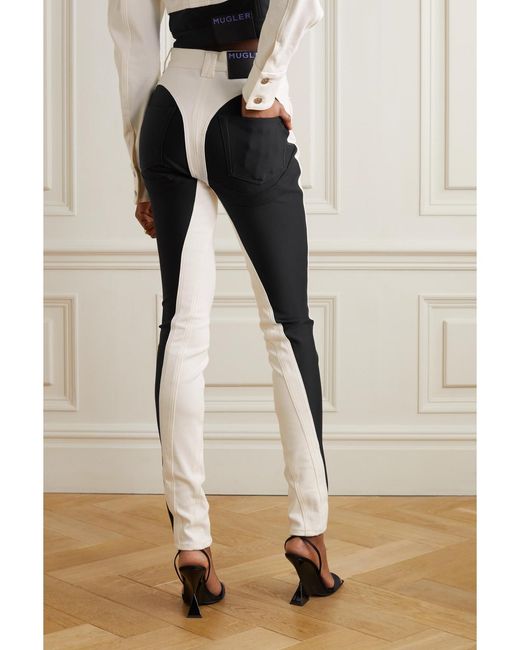 Mugler White Stretch Jersey-Trimmed High-Rise Skinny Jeans