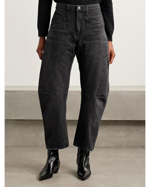 Nili Lotan Blue Shon Mid-Rise Barrel-Leg Jeans