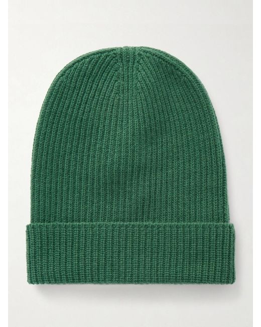 The Elder Statesman Green Statesman Ribbed Cashmere Beanie