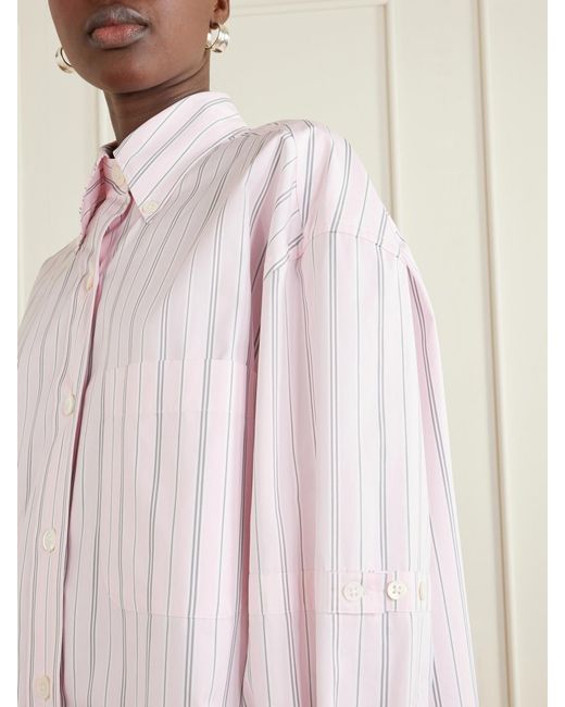Thom Browne Pink Striped Cotton-Poplin Shirt