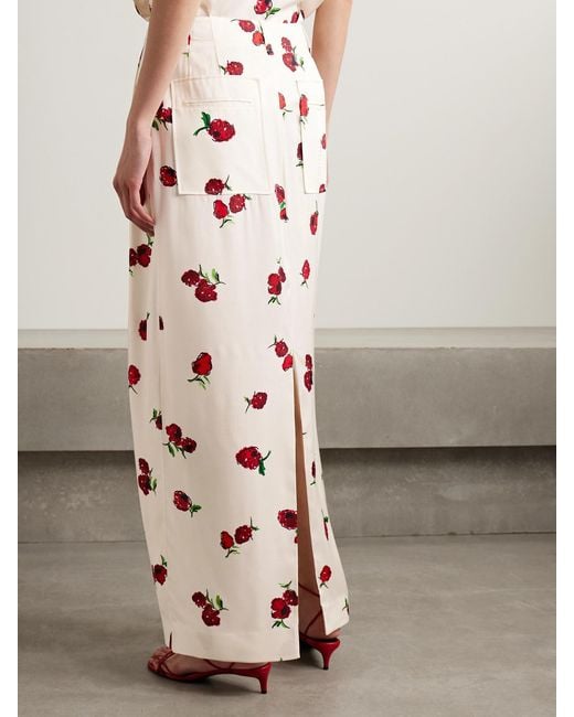Khaite Pink Lucian Pleated Silk-Twill Maxi Skirt