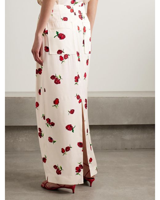 Khaite Pink Lucian Pleated Silk-Twill Maxi Skirt