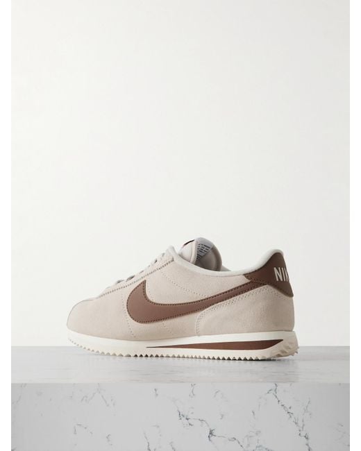 Nike Gray Cortez Leather-Trimmed Suede Sneakers