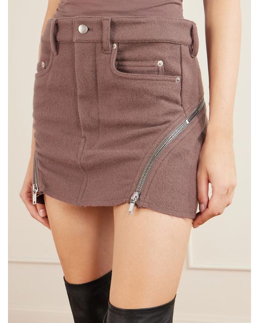Rick Owens Purple Bolan Banana Virgin Wool Mini Skirt