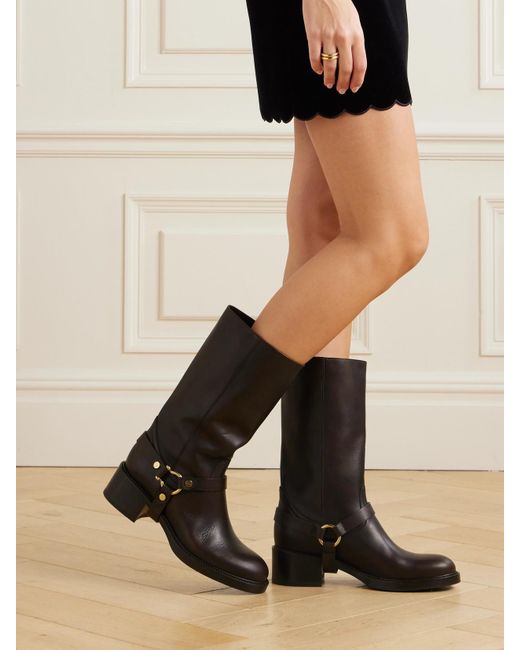 Chloé Brown Dakota Buckled Leather Ankle Boots