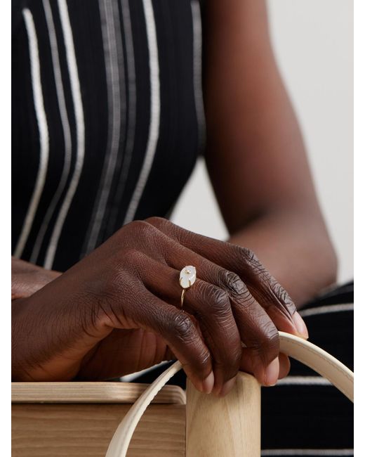 Sydney Evan Natural Evil Eye 14-Karat, Moonstone And Pearl Ring