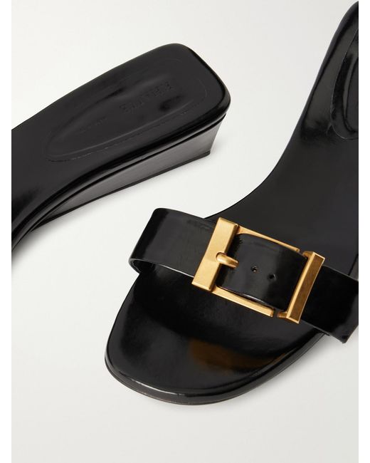 Khaite Black Manhattan Buckled Leather Sandals