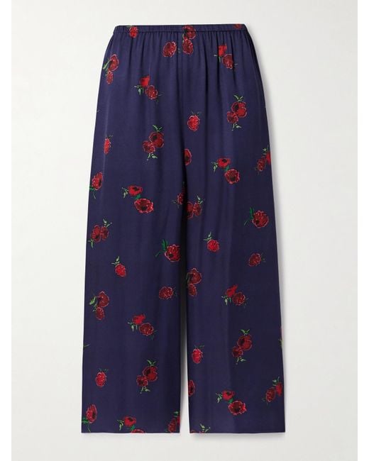 Khaite Blue Mindy Hose Mit Weitem Bein Aus- Bedrucktem Twill