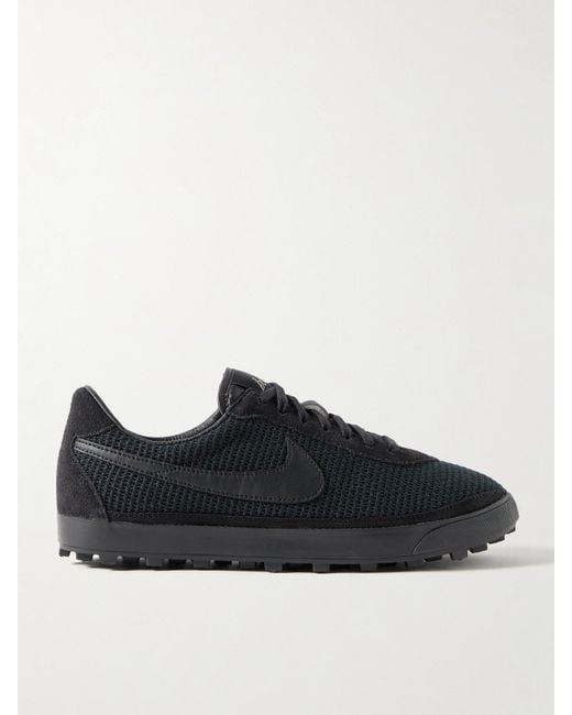 Nike Black Bode Astrograbber Leather And Suede-Trimmed Waffle-Knit Sneakers