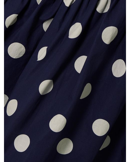 Cara Cara Blue Perla Ruffled Polka-Dot Cotton-Poplin Halterneck Maxi Dress