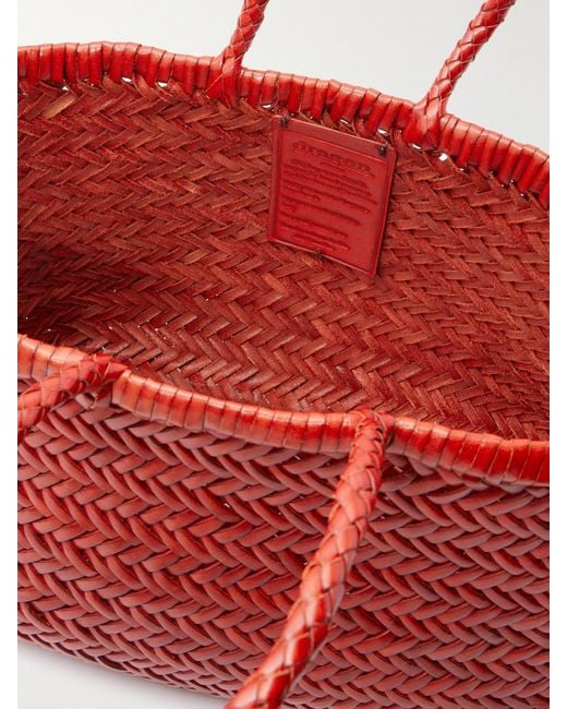 Dragon Diffusion Red Bamboo Triple Jump Small Woven Leather Tote