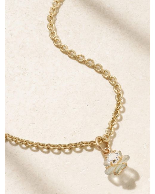 Irene Neuwirth Natural Tropical Flower 18-Karat Aquamarine Necklace