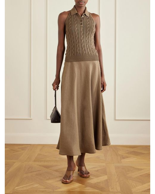 Ralph Lauren Natural Kenzie Linen Maxi Skirt