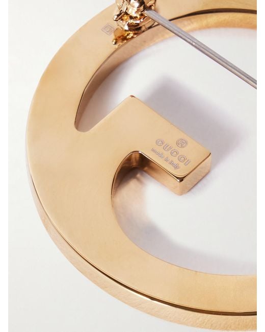 Gucci Metallic Blondie Goldfarbene Brosche Mit Kristallen