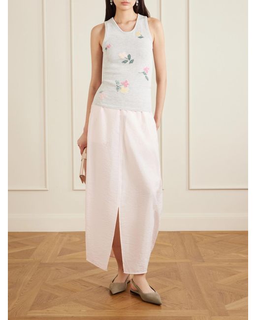 BERNADETTE White Clementine Floral-Jacquard Ribbed Cotton Tank Top