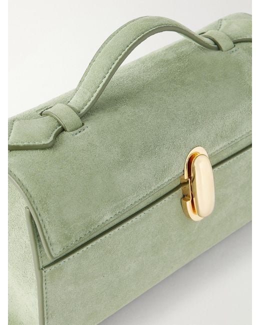 SAVETTE Green Symmetry Pochette Suede Tote
