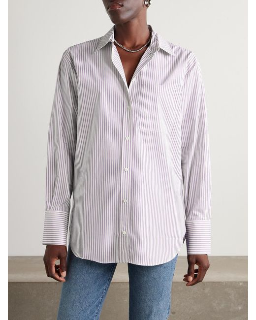 FRAME Pink Striped Cotton-Poplin Shirt