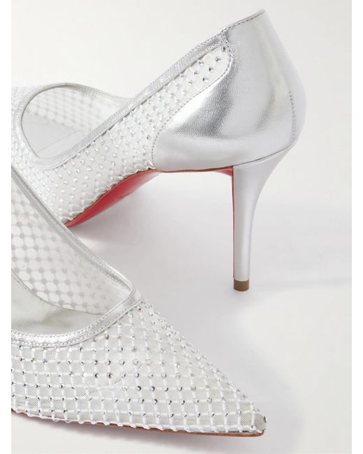 Christian Louboutin White Apostropha 80 Pumps Aus Mesh Mit Kristallen