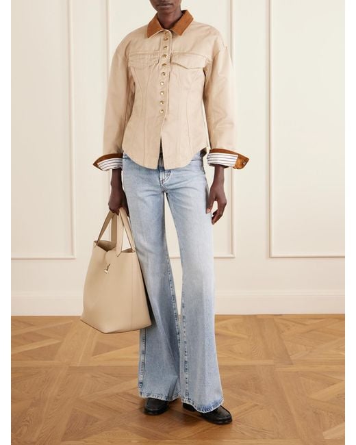 RÙADH Natural The Lennox Suede-Trimmed Organic Cotton-Twill Jacket