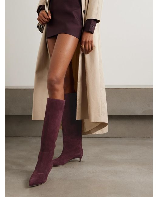 Jimmy Choo Red Maxima 35 Kniehohe Stiefel Aus Veloursleder