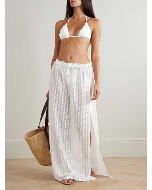 Melissa Odabash White Mendi Open-Knit Maxi Skirt