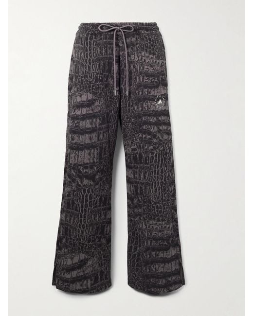 Adidas By Stella McCartney Gray Printed Organic Cotton-Jersey Track Pants