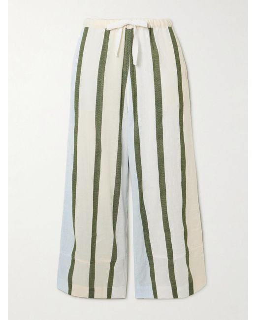 Lemlem White Desta Hose Mit Weitem Bein Aus Einer Gestreiften Baumwollmischung